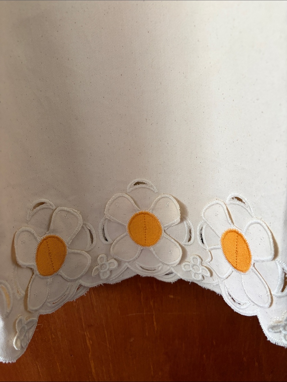 Wide Leg Flower Embroidered Hem Pants - Ivory - Picture 4 of 7